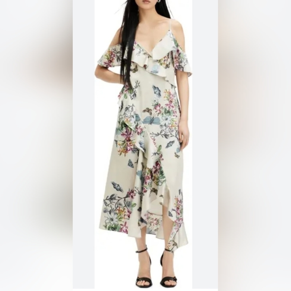 All Saints Orion Sanibel Cold Shoulder High Low Dress size 0 NWT